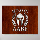 Poster Molon Labe Spartan Warris Laurels Chro Wood Print (Devant)