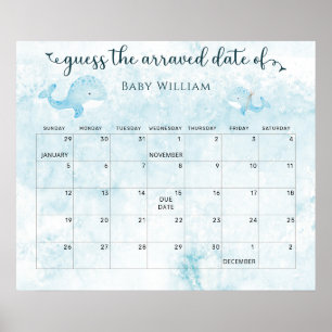 Poster Mom and Baby Whale guess the Due Date Calendar