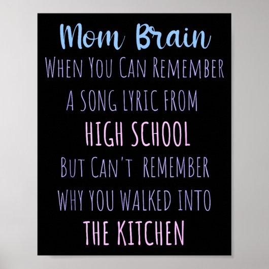 Poster Mom Brain Funny Definition Quote Sarcasm Women Mot (Devant)