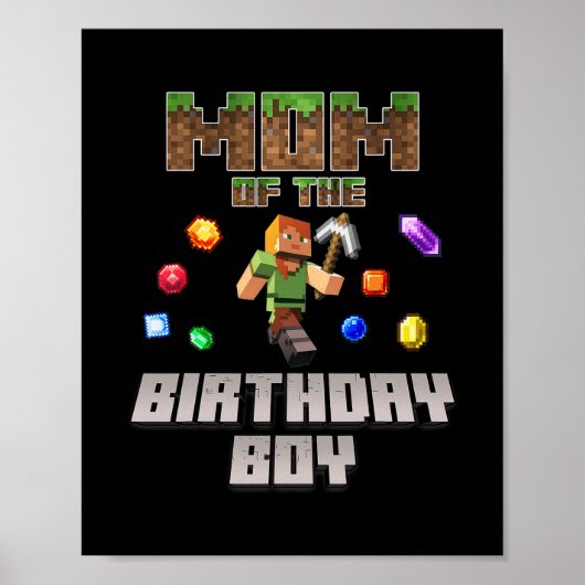 Poster Mom Of The Birthday Boy Video Gamer Pixel Number  (Devant)