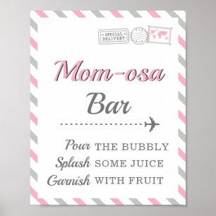 Poster Mom-osa Bar Mimosa Boisson Voyage Avion Fête