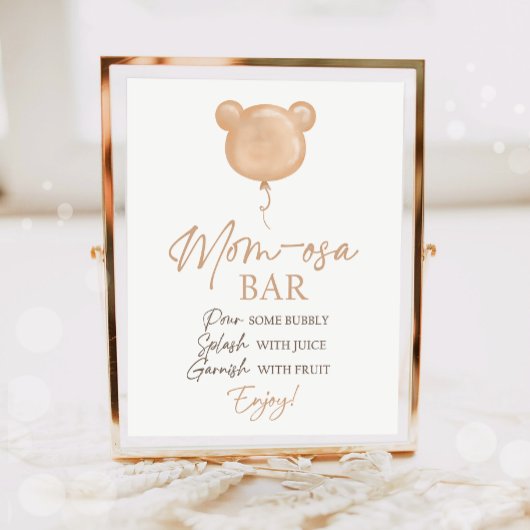 Poster Mom-osa Bar Teddy Bear Balloon Birthday