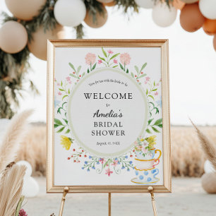 Poster Moment du thé pour la mariée - Bienvenue aux fleur