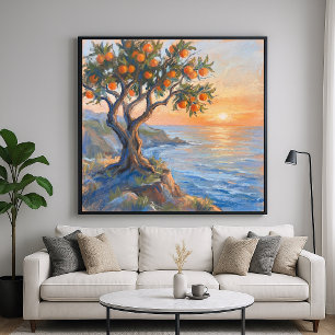 Poster Moment Orange - Scène de style impressionniste pas