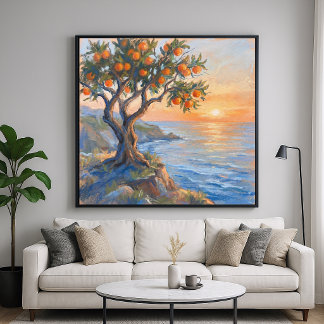 Poster Moment Orange - Scène de style impressionniste pas