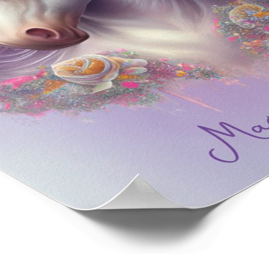 Poster Moments magiques Unicorn rose Pastel Parties scint (Coin)