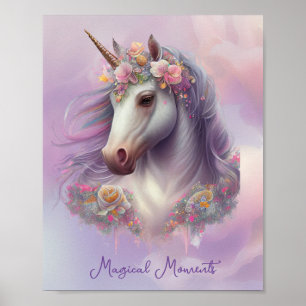 Poster Moments magiques Unicorn rose Pastel Parties scint