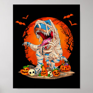 Poster Momie de dinosaure T Rex Citrouille squelette enfa