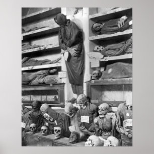 Poster momies dans les catacombes de Palerme, Italie