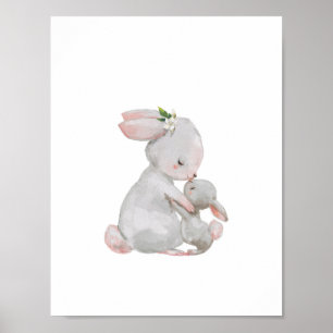 Poster Mommy Baby Bunny Snuggle art print