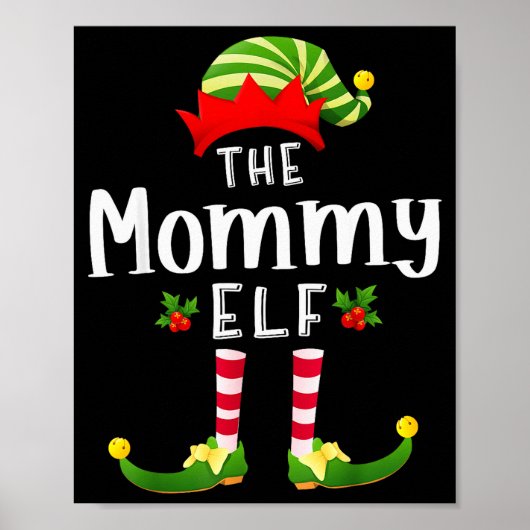 Poster Mommy Christmas Elf Matching Pajama X-mas Party (Devant)
