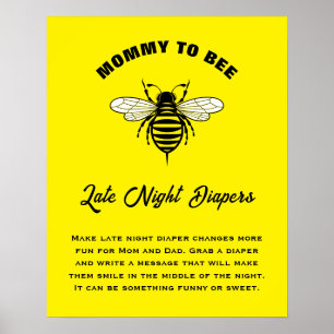 Poster Mommy To Bee Baby shower Tendance Diapeurs De Nuit