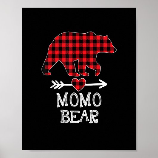 Poster Momo Bear Noël Pyjama Rouge Plaid Buffalo Famil (Devant)