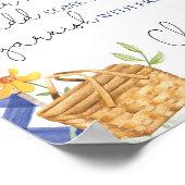 Poster Momosa bar bleu blanc en vichy pique-nique baby sh (Coin)