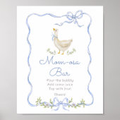 Poster Momosa Bar Silly Goose Blue Bow Baby boy shower (Devant)