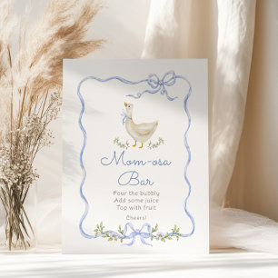 Poster Momosa Bar Silly Goose Blue Bow Baby boy shower