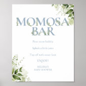 Poster Momosa Bar Verdure Dusty Baby shower bleu (Devant)