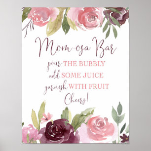 Poster Momosa bar versez le panneau baby shower bulle