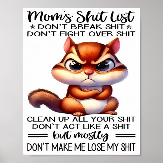 Poster Mom's List Don't Break Don't Fight Over (Devant)