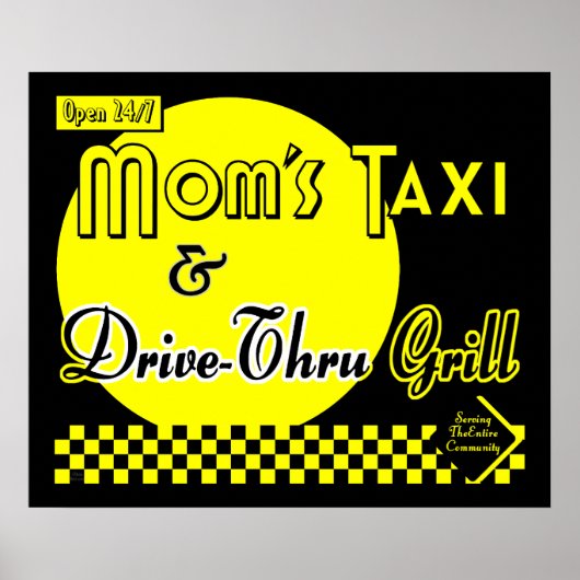Poster Moms Taxi & Drive Thru Grill Retro Kitchen Art (Devant)