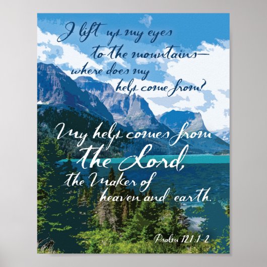 Poster Mon aide vient du Lord Psalm 121 Mountain Art (Devant)