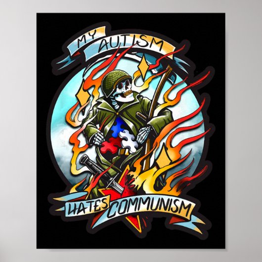 Poster Mon autisme déteste le communisme (Devant)