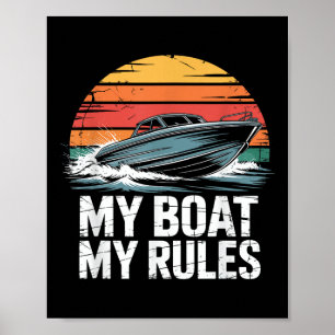 Poster Mon Bateau Mes Règles Rétro Navigateur Bateau À Mo
