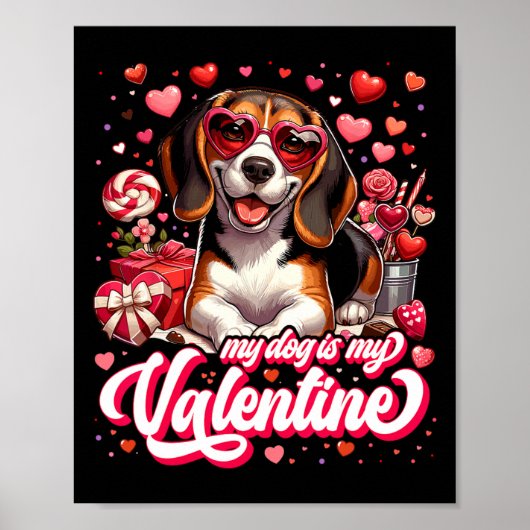 Poster Mon Beagle est mon tee-shirt de la Saint-Valentin (Devant)