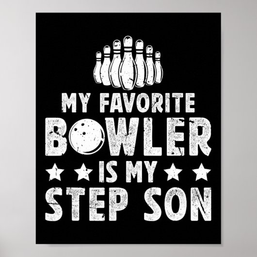 Poster Mon Bowler Favori Stepdad Bowling Step-papa D'Un B (Devant)