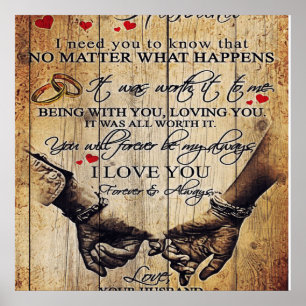 Poster Mon cadeau de mari Lettre Pour Lui