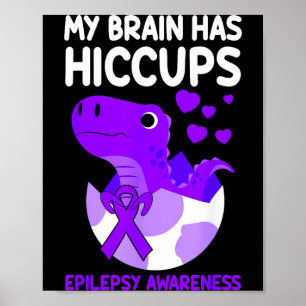 Poster Mon Cerveau a des Hoquets Ruban Violet Épilepsie