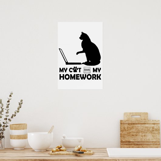 Poster Mon chat a supprimé mes devoirs (Cuisine)