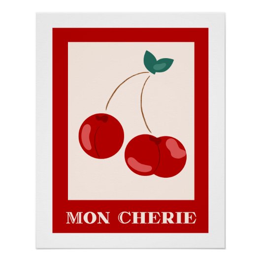 Poster Mon Cherie French Minimalist Art Mur Chic (Devant)