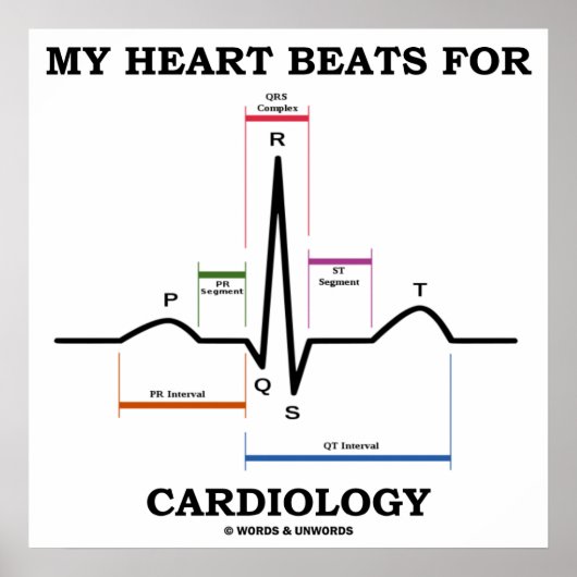 Poster Mon coeur bat pour la cardiologie (ECG / EKG) (Devant)