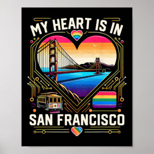 Poster Mon cœur est à San Francisco Souvenir Golden Gate