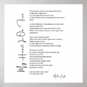 Poster Mon coeur est en feu encouragement poème poésie po