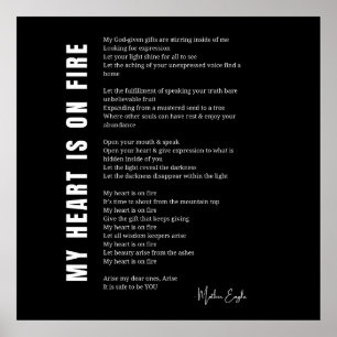 Poster Mon coeur est en feu encouragement poème poésie po