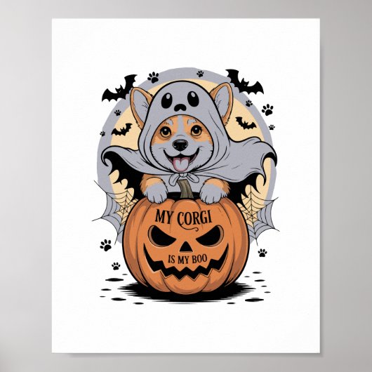Poster Mon Corgi est mon Boo Halloween (Devant)