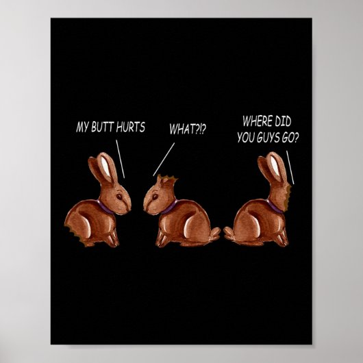 Poster Mon Cul Fait Mal Lapin De Chocolat Funny Pâques (Devant)