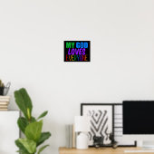 Poster Mon Dieu aime tout le monde belle arc-en-ciel (Bureau à domicile)