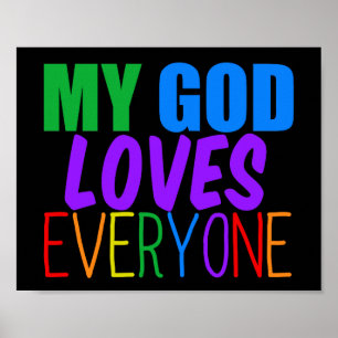 Poster Mon Dieu aime tout le monde belle arc-en-ciel
