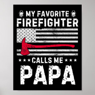Poster Mon Favori Pompier M'Appelle Papa Fireman Fath