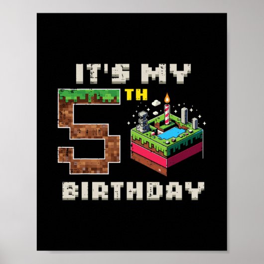 Poster Mon jeu pixel de 5 ans pour mon anniversaire avec  (Devant)