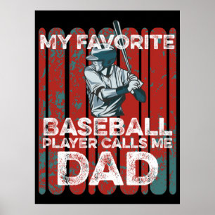 Poster Mon Joueur De Baseball favori M'Appelle Papa Funny