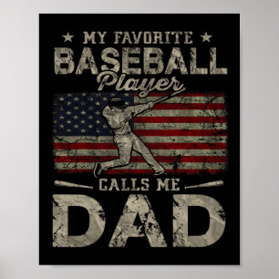 Poster Mon joueur de baseball préféré m'appelle papa père