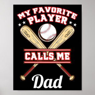 Poster Mon Joueur Favori M'appelle Papa Baseball