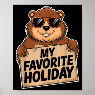 Poster Mon jour férié préféré Jour de la marmotte 2 févri