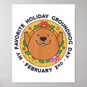 Poster Mon jour férié préféré Jour de la marmotte 2 févri