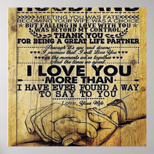 Poster Mon mari cadeau d'anniversaire   Lettre Pour Mari 