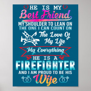 Poster Mon mari pompier je suis fière d'être sa femme Art